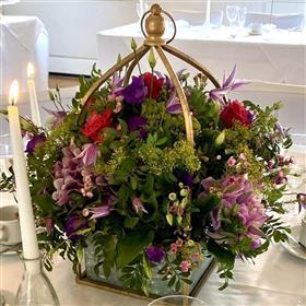 fwthumbRustic table centre jewel colours Pennyhill Park.jpg
